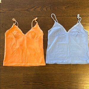Vibrant Orange and Blue Fitted Sleeveless Camisoles